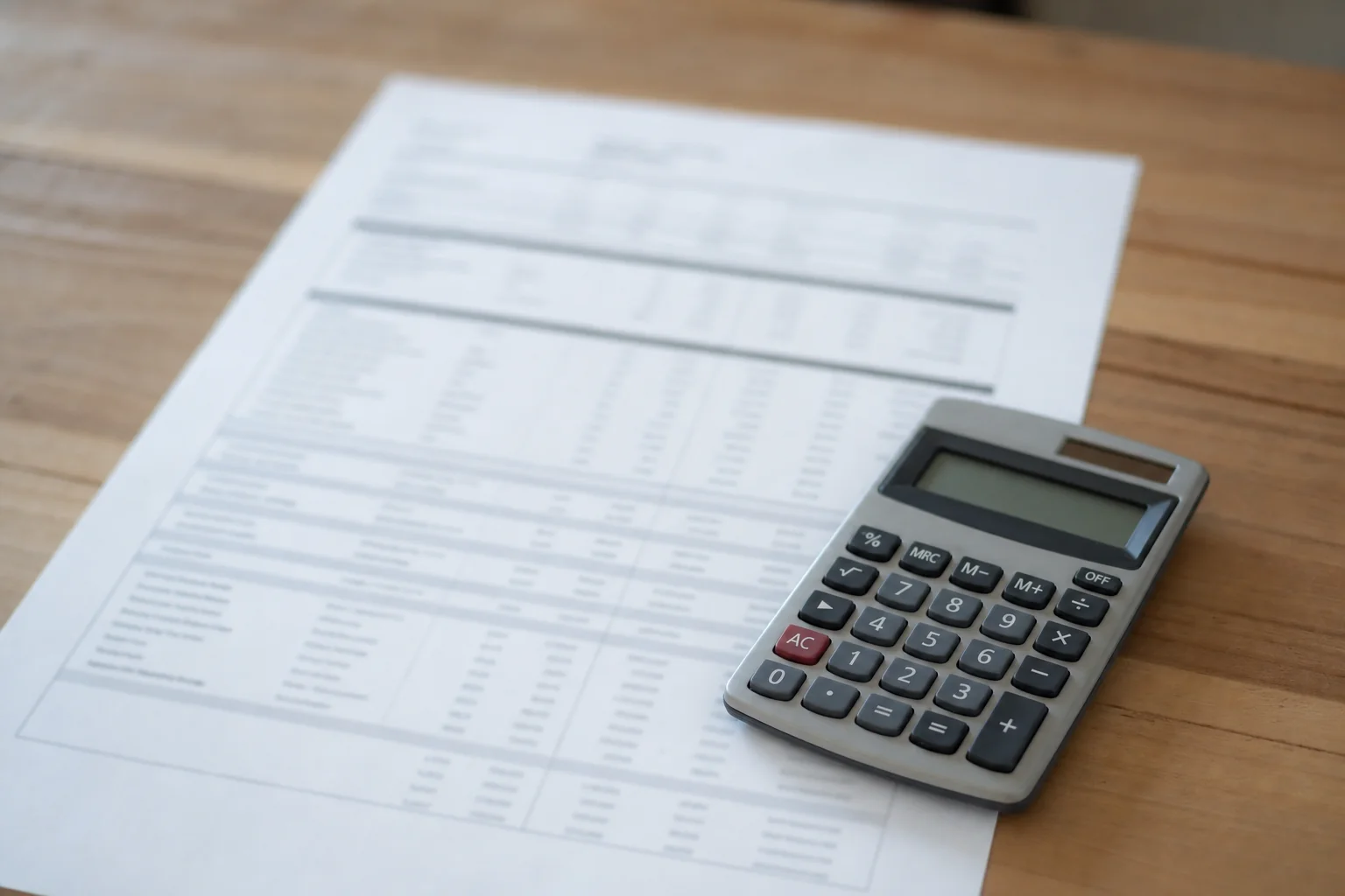 Fixed-fee construction estimate cover sheet with a calculator on a Perth estimator's desk
