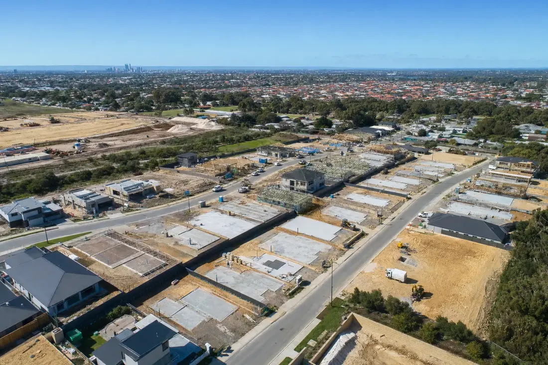 Aerial view of a Perth residential construction subdivision