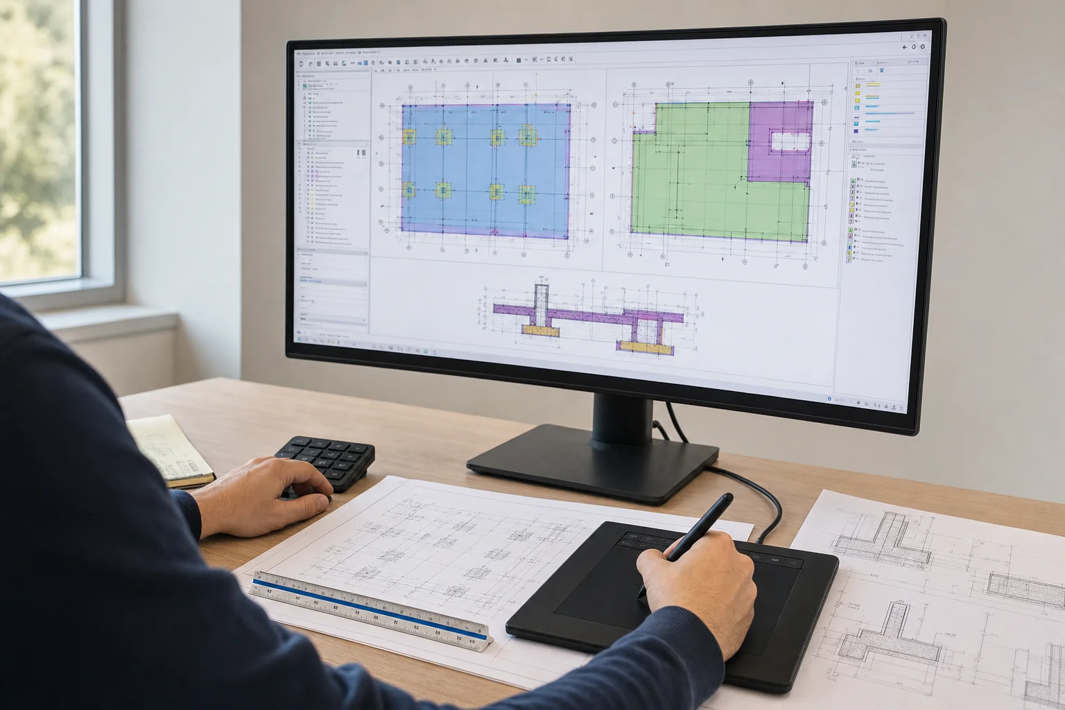 Digital quantity takeoff being measured on screen from a Perth construction drawing
