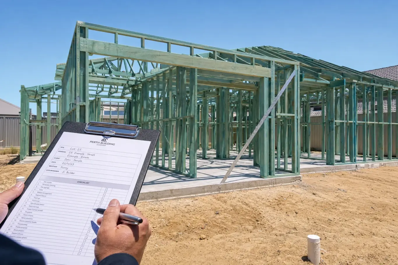Partially completed Perth residential build at progress claim stage
